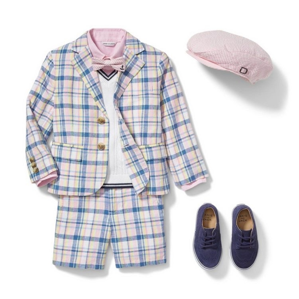 Janie and Jack Blue and Pink Plaid Linen Blazer - NWT - Picture 4 of 9